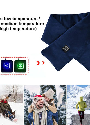 USB Women Men Heating Scarf Temperature Scarf 3 Gears Adjustable USB Charging Heat Control Neck Warmer For Cycling Camping USB Heated Scarf - Temperature Adjustable Heating Scarf